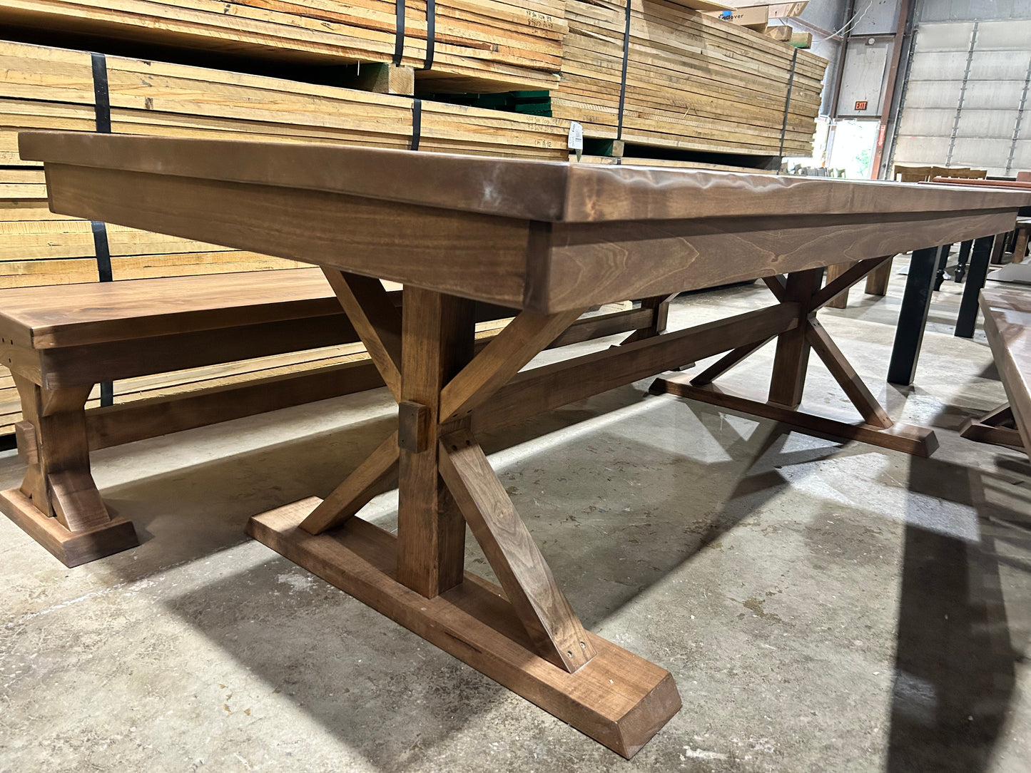 Trestle X Farmhouse Dining Table With Beam Custom Built Unique Dining Room Table