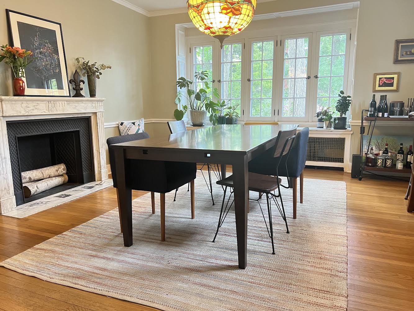 Modern Solid Wood Dining Table With Tapered Post Legs Handmade