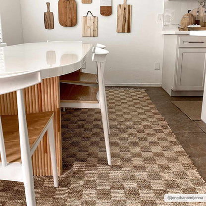 Checkered Jute Area Rug - Eco-Friendly Home Decor