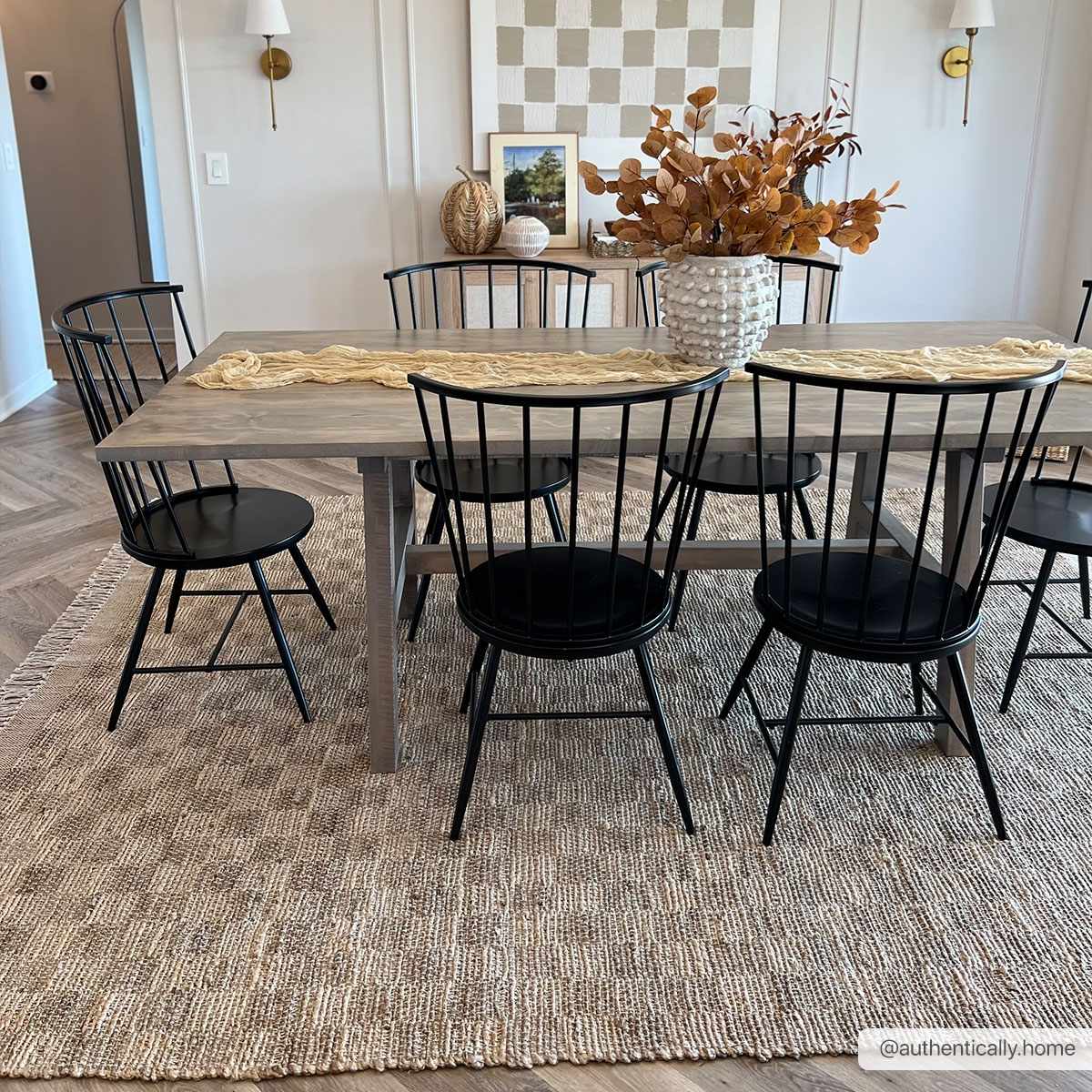 Checkered Jute Area Rug - Eco-Friendly Home Decor