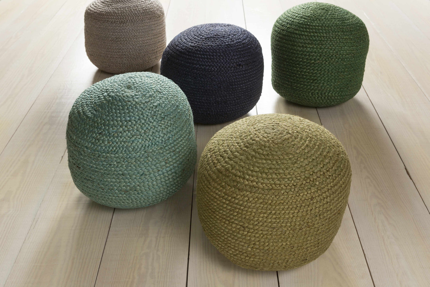 Knitted Aqua Jute Pouf Jenkinjones Cozy Living Room Decor