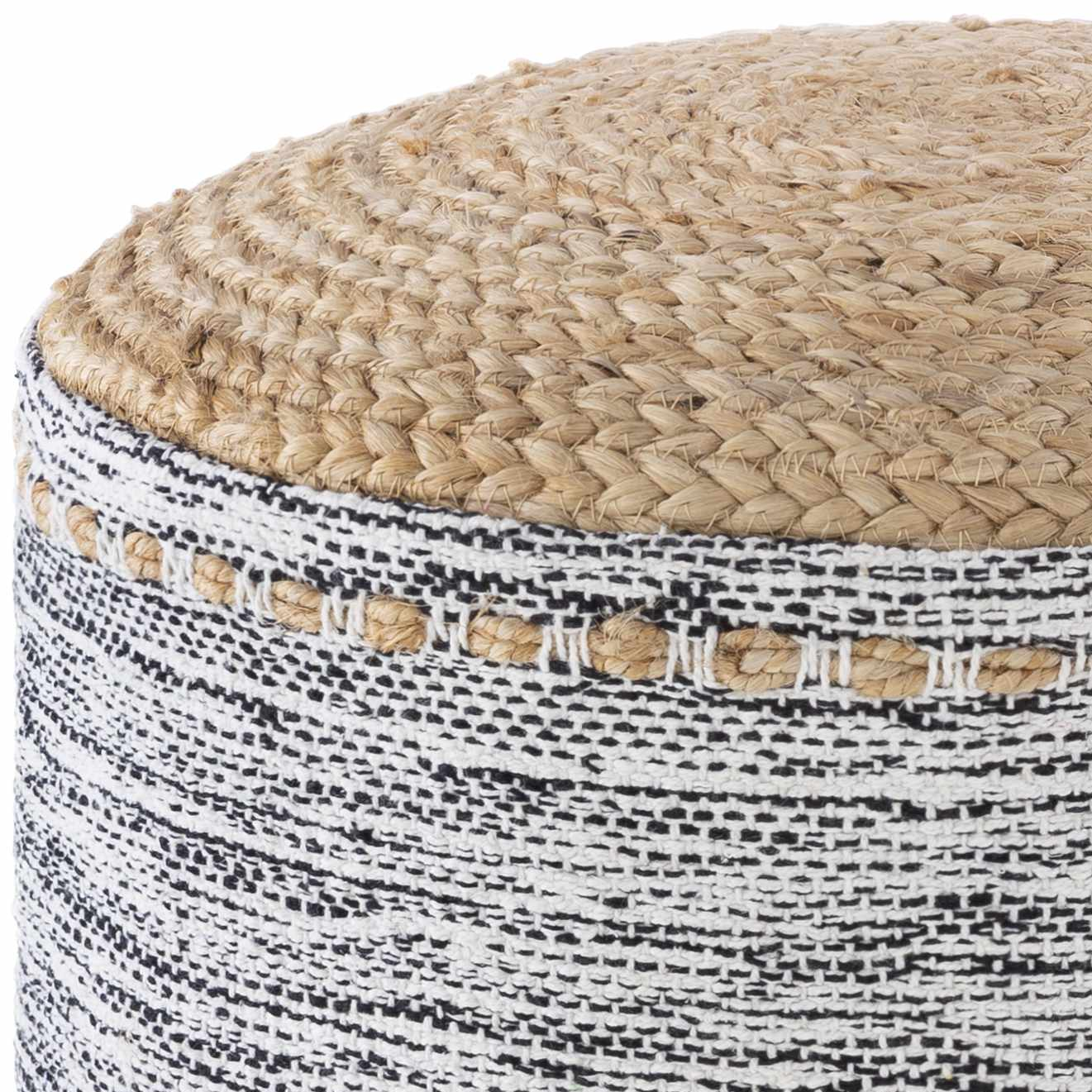 Textured fabric floor pouf
