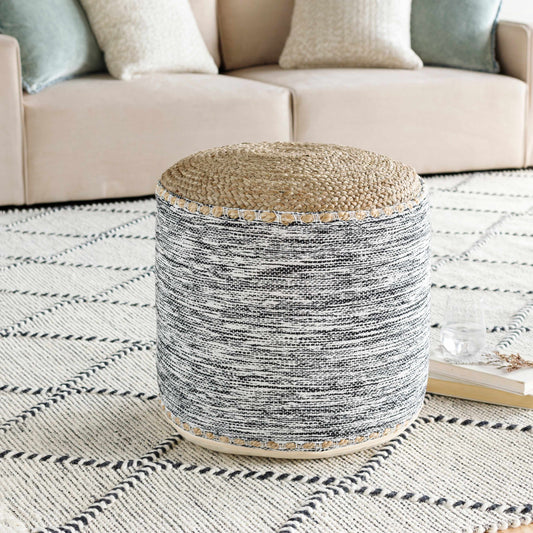 Lavenham Pouf Natural Woven Seat For Coastal And Traditional Interiors Tan Cotton Jute Blend