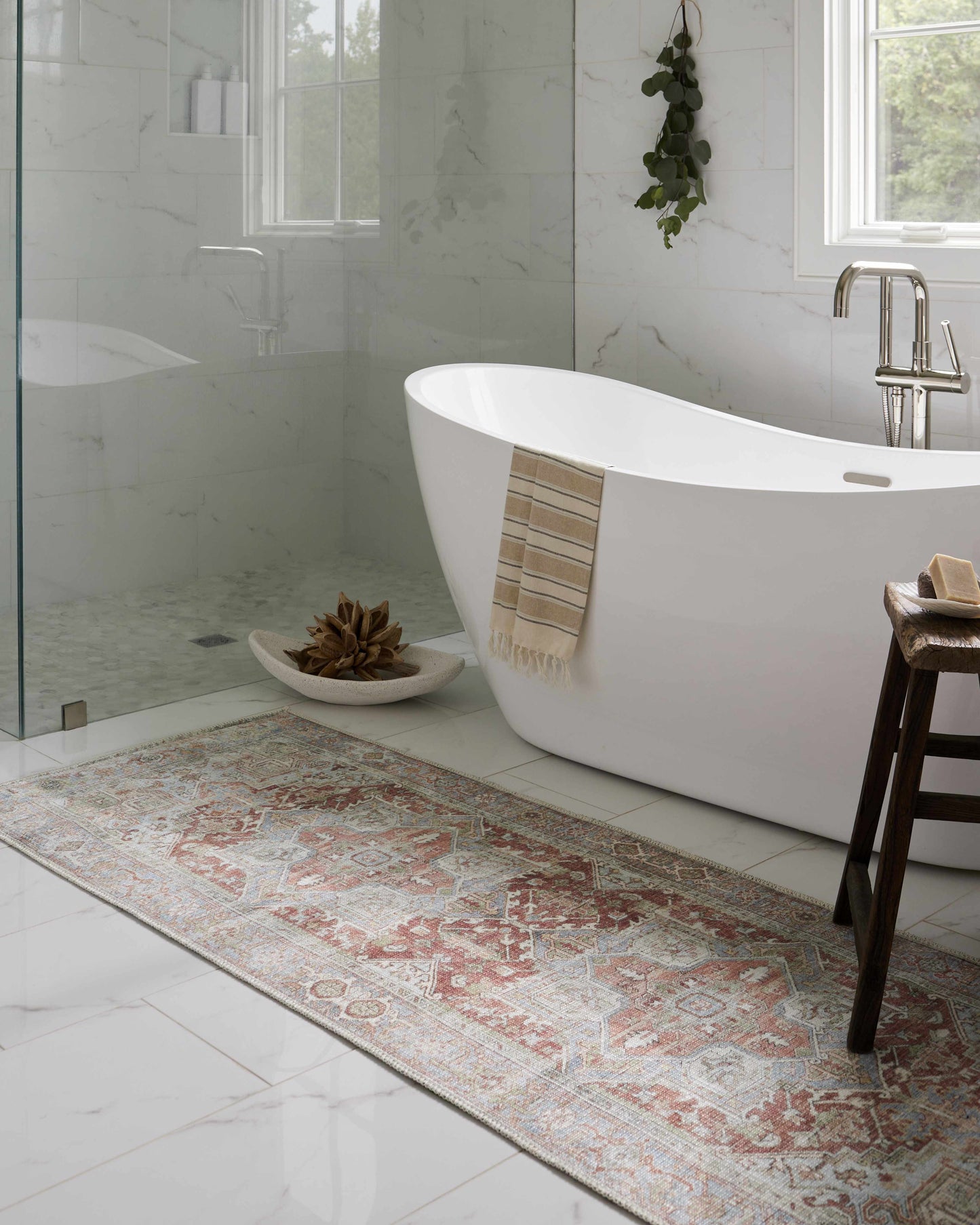 Washable Rust Area Rug - Stylish Durable Easy to Clean