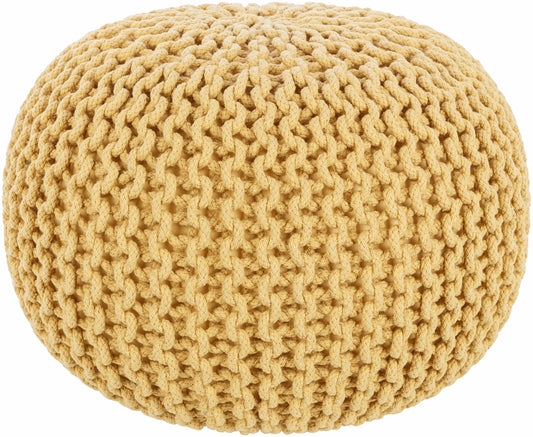 Yablanitsa Knitted Pouf In Mustard Orange For Living Rooms