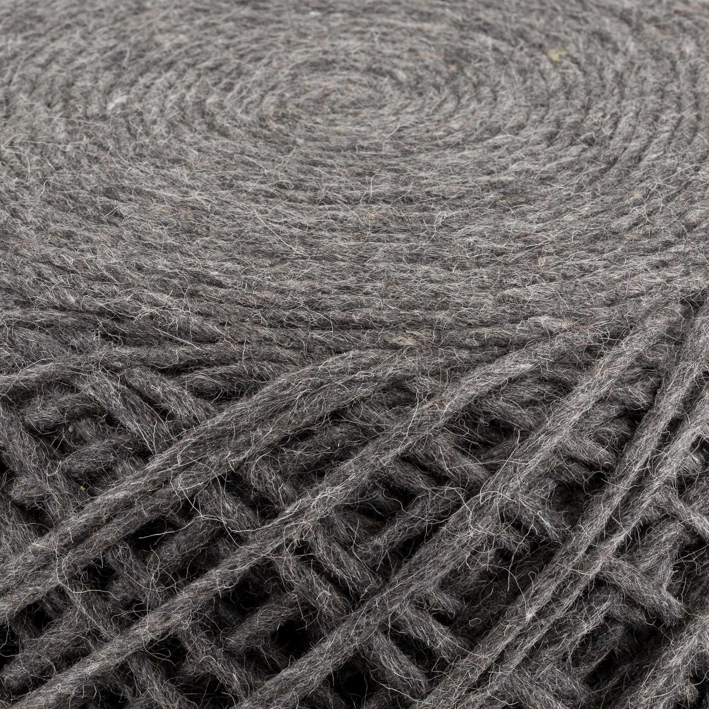 Moapa Charcoal Wool Pouf Hand Woven Accent Seating Stool For Living Rooms And Bedrooms