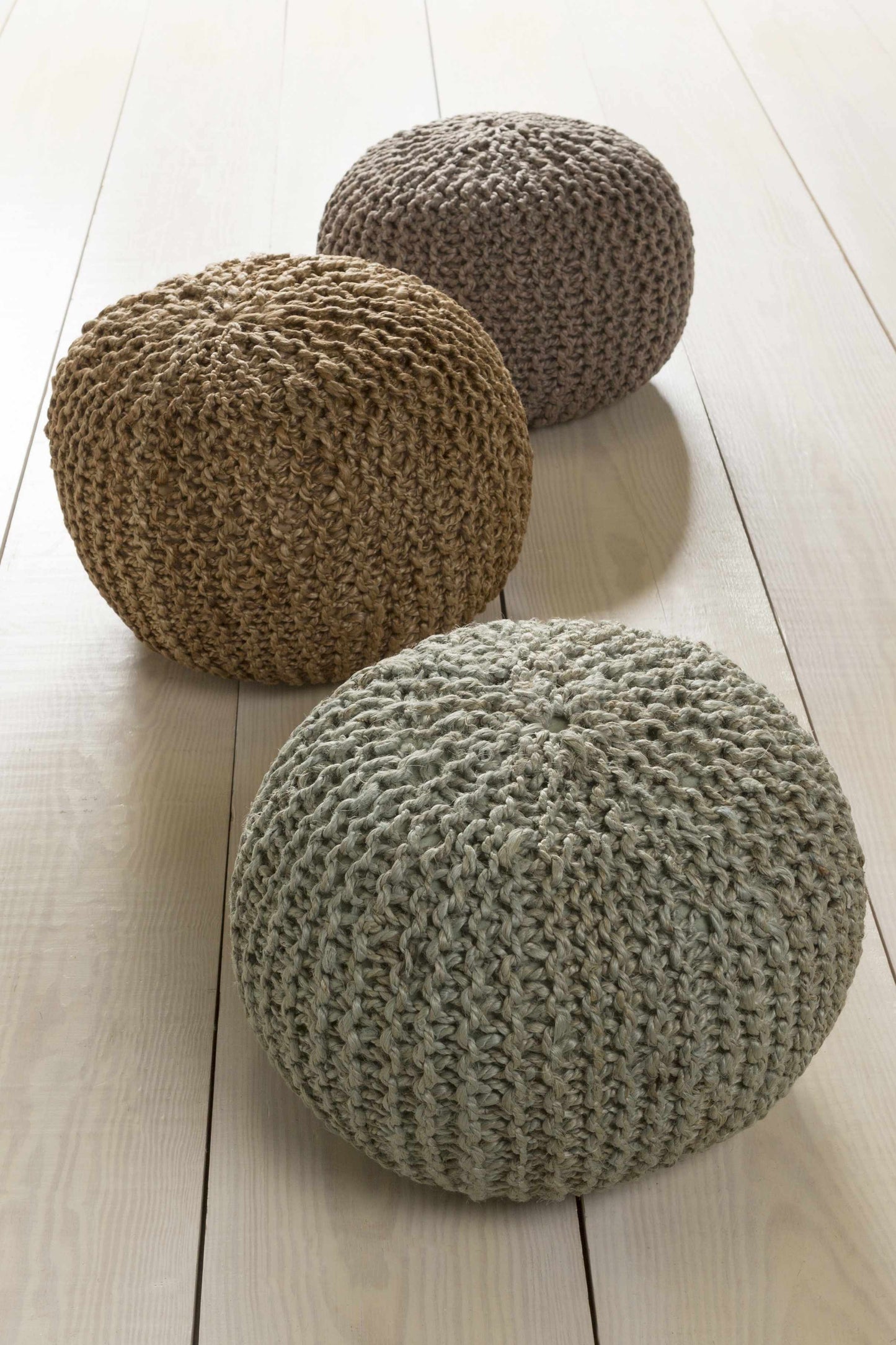 Merrittstown Cotton Knitted Pouf Natural Footrest