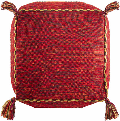 Mainaguri Pouf Bohemian Modern Seating And Accent Piece In Red Rust Mustard Dark Brown Cotton