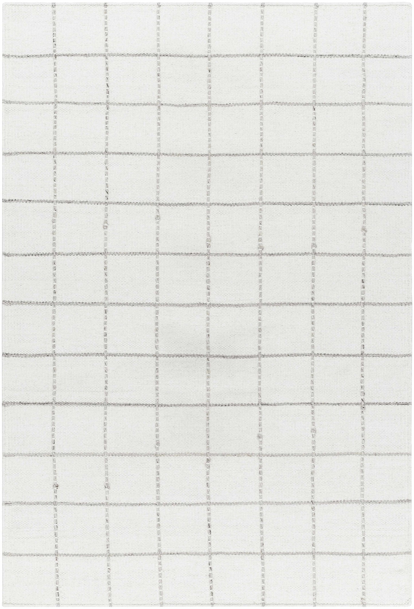 Checkered Wool Rug - White and Gray Nissa Collection