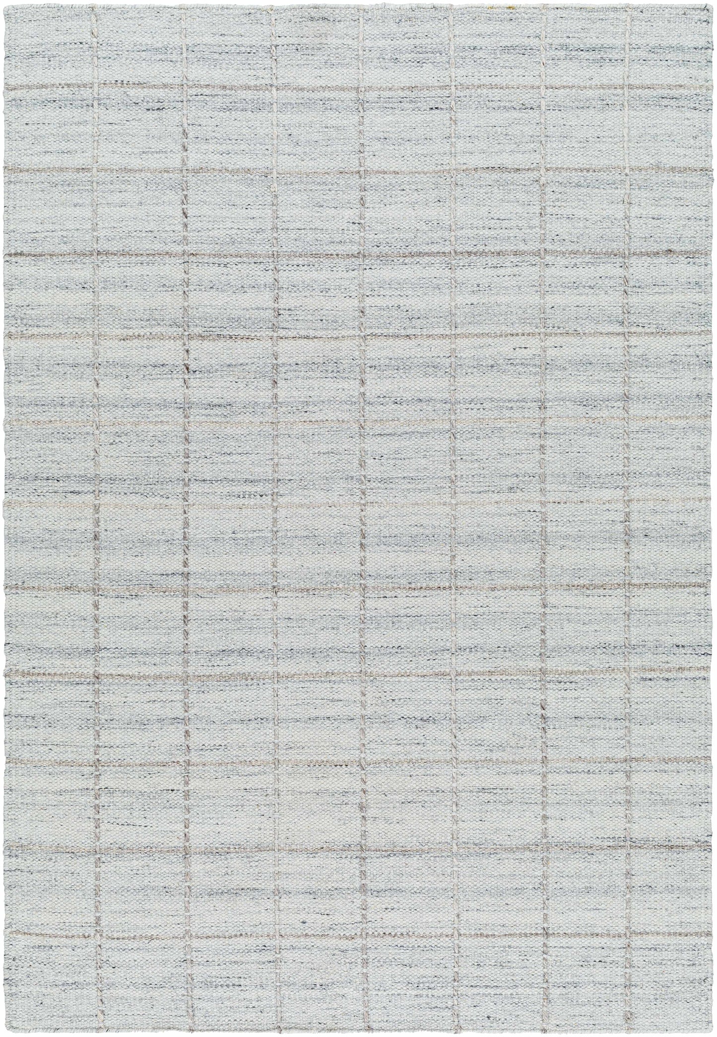 Light Gray Checkered Wool Area Rug - Cozy Modern Home Decor