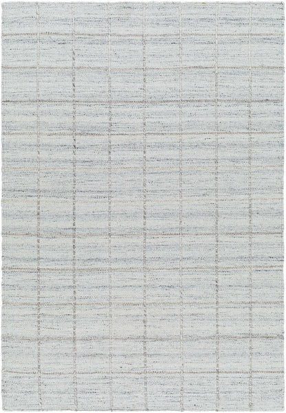 Light Gray Checkered Wool Area Rug - Cozy Modern Home Decor