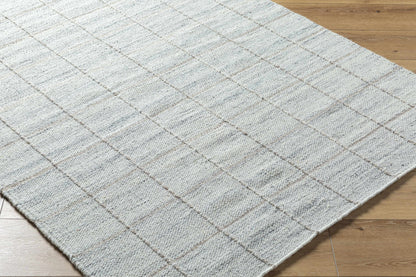 Light Gray Checkered Wool Area Rug - Cozy Modern Home Decor