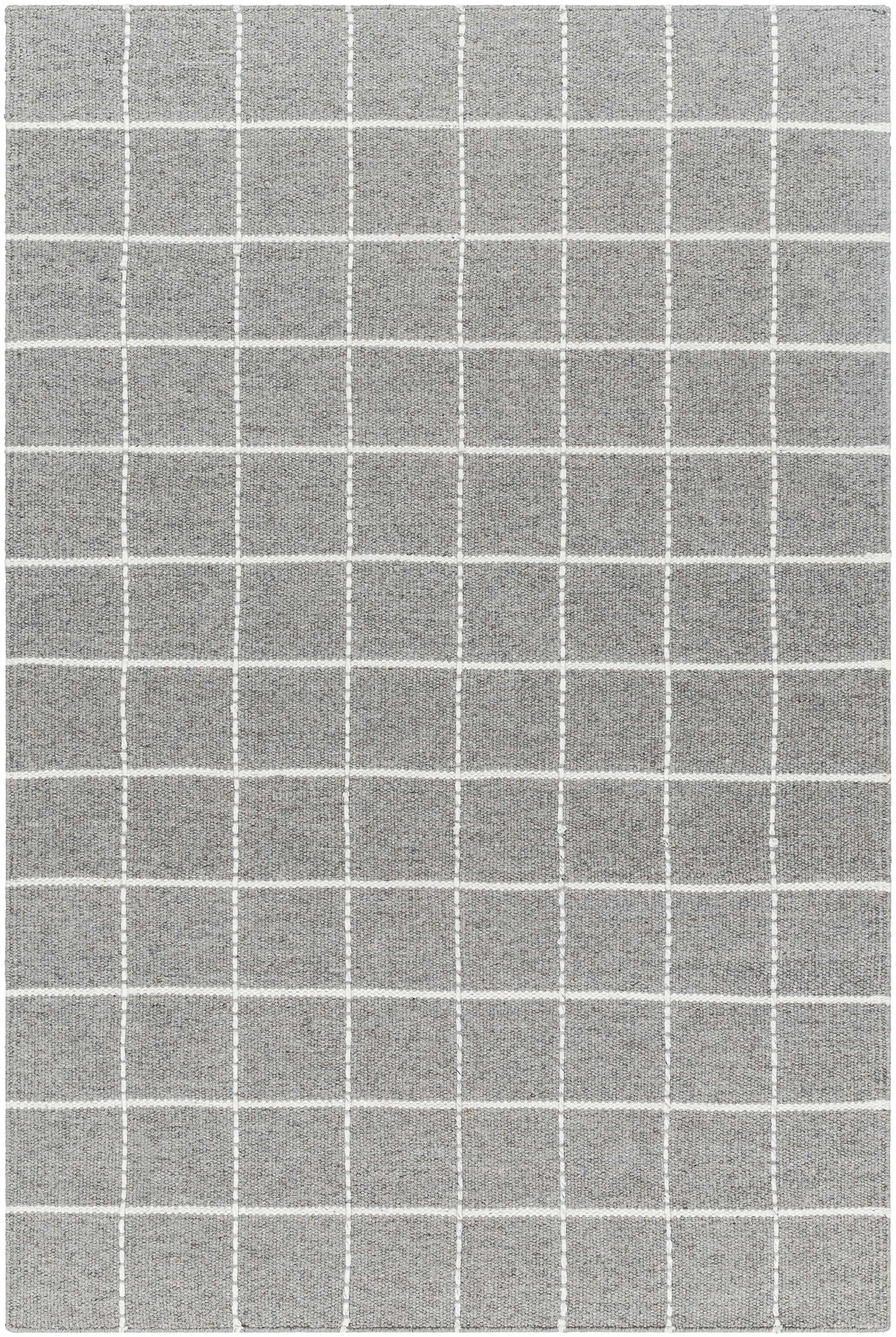 Gray Checkered Wool Area Rug - Cozy Stylish Home Decor