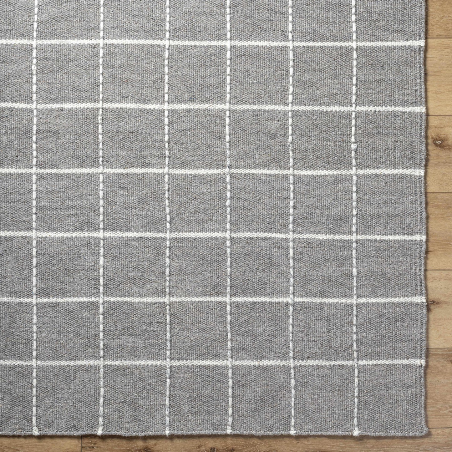 Gray Checkered Wool Area Rug - Cozy Stylish Home Decor