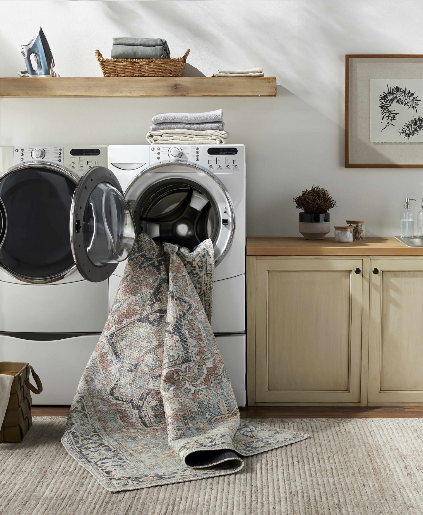 Washable Green Tumble Dry Rug - Soft and Durable