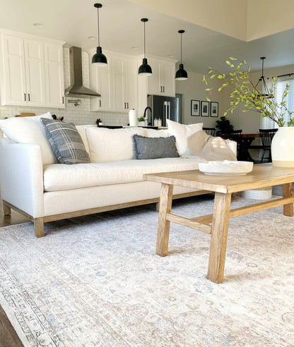 Washable Cream Area Rug - Soft Stylish Home Decor