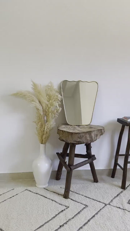 Black Frame Mirror, Italian Wavy Brass Mirror