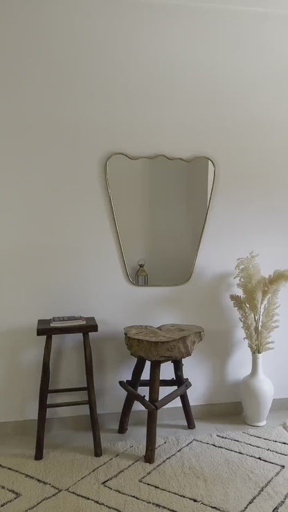 Italian Wavy Brass Mirror - Antique Metal Frame Mirror