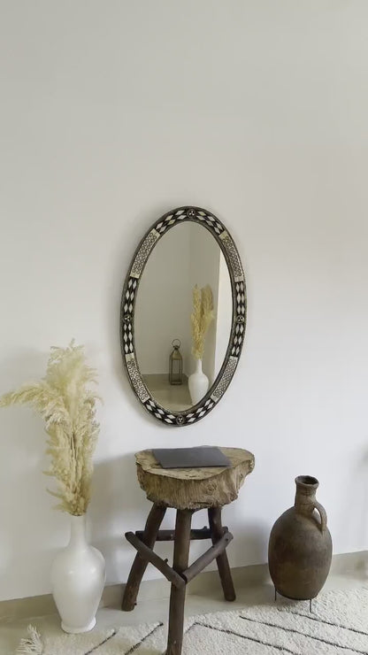 Luxury Oval Mirror - Bone Brass Frame Mirror
