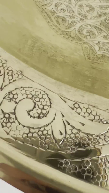 Copper Brass Sink - Oval Drop-In Engraved Bathroom Sink