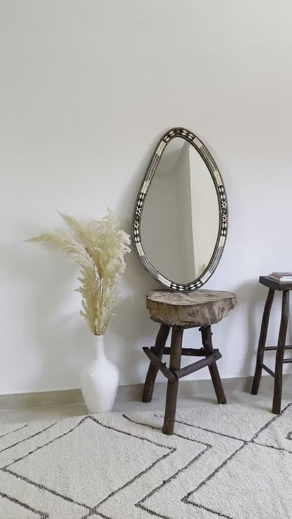Vintage Asymmetrical Mirror | Moroccan Bone Wall Mirror