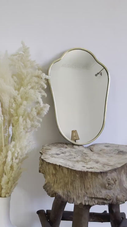 Italian Silver Frame Mirror - Shield Form Brass Wall Mirror