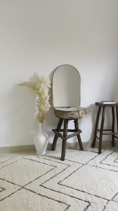 Miroir en arche en laiton argenté - Miroir de salle de bain personnalisable