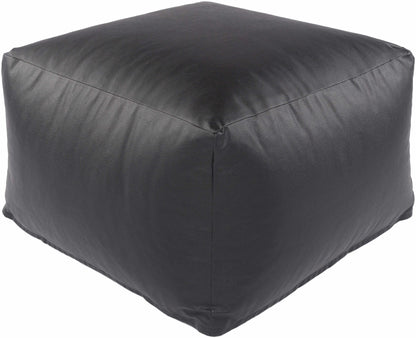 Petersville Pouf Black Southwestern Faux Leather Accent Stool