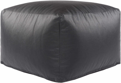 Petersville Pouf Black Southwestern Faux Leather Accent Stool