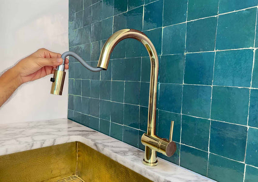 Brass kitchen faucet