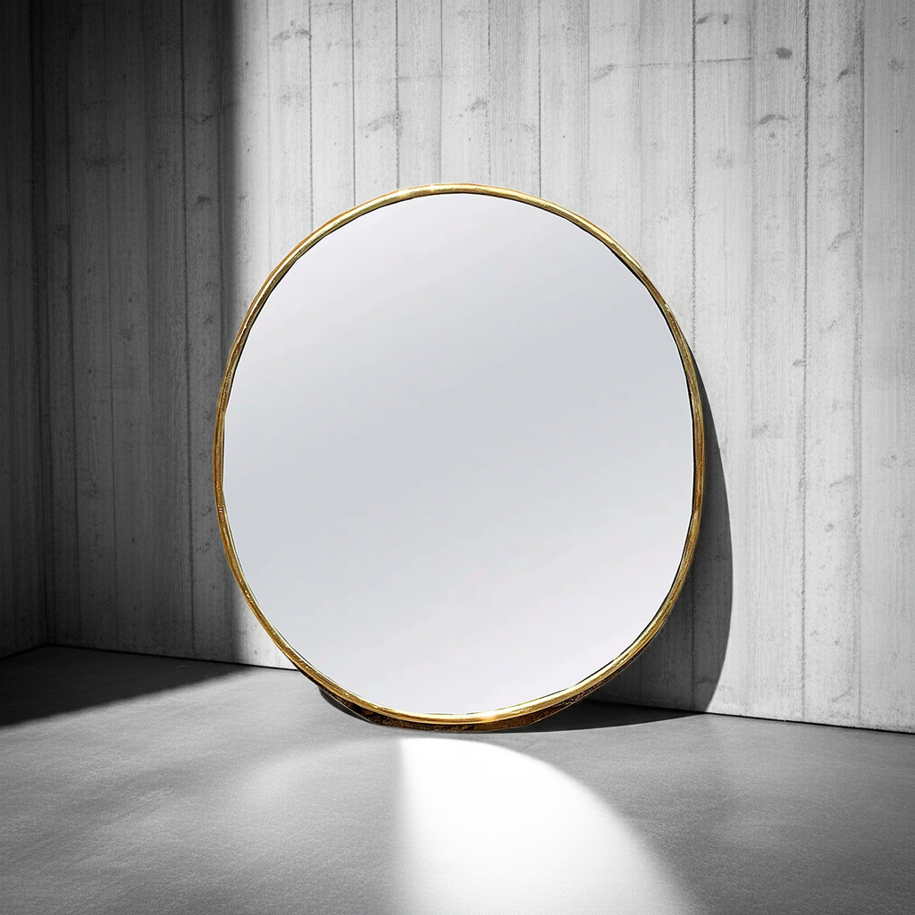 Antique Brass Mirror - Handmade Oval Golden Wall Mirror