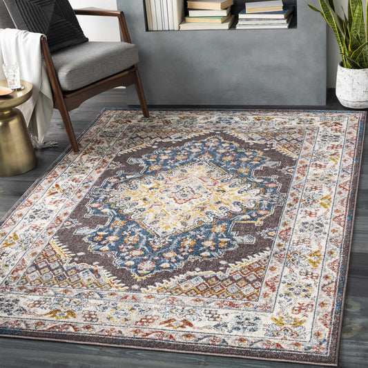 Haymond Brown Medallion Area Rug - Elegant Living Room or Bedroom Decor