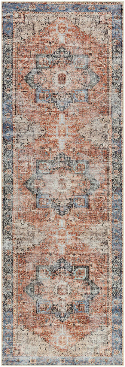 Distressed Washable Area Rug - Stylish Durable Easy to Clean