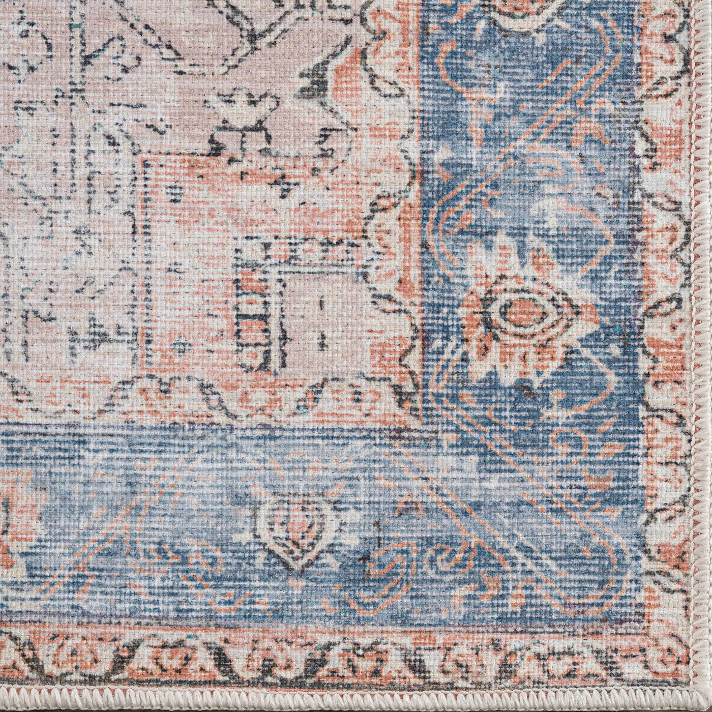 Distressed Washable Area Rug - Stylish Durable Easy to Clean