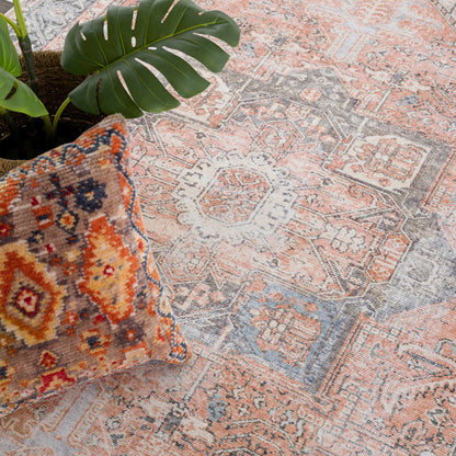 Distressed Washable Area Rug - Stylish Durable Easy to Clean