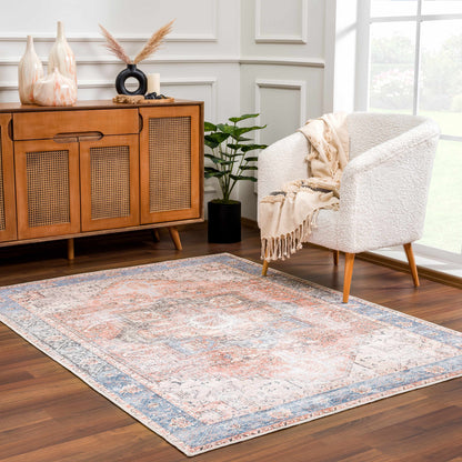 Distressed Washable Area Rug - Stylish Durable Easy to Clean