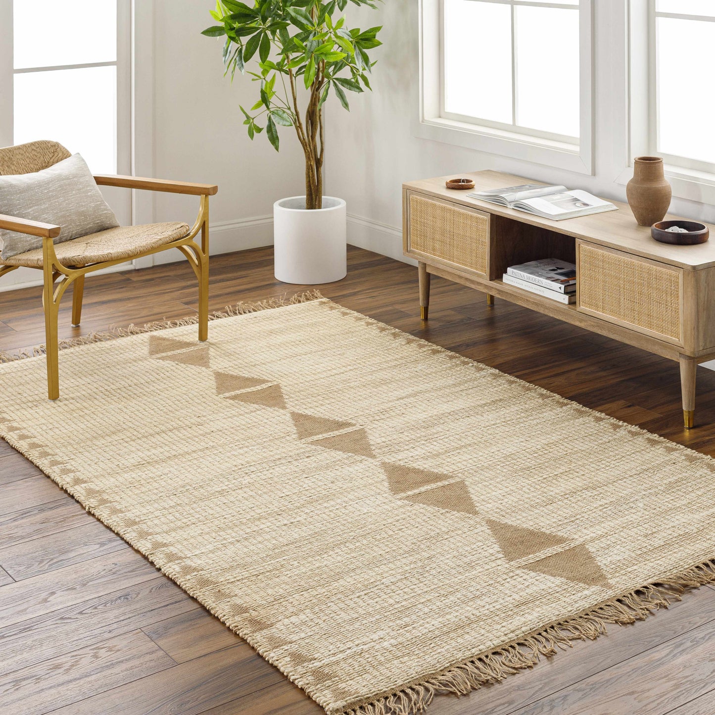 Marie Jute Area Rug - Natural Fiber Bohemian  Modern Floor Decor
