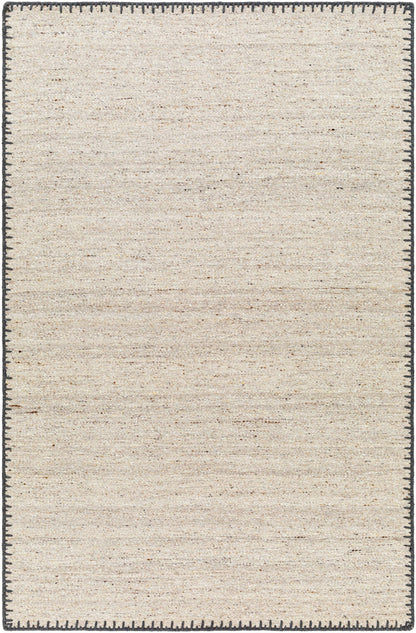Beige Hand Woven Wool Area Rug - Elegant Cozy Floor Accent
