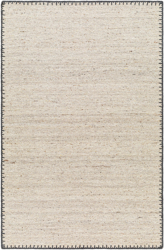 Beige Hand Woven Wool Area Rug - Elegant Cozy Floor Accent