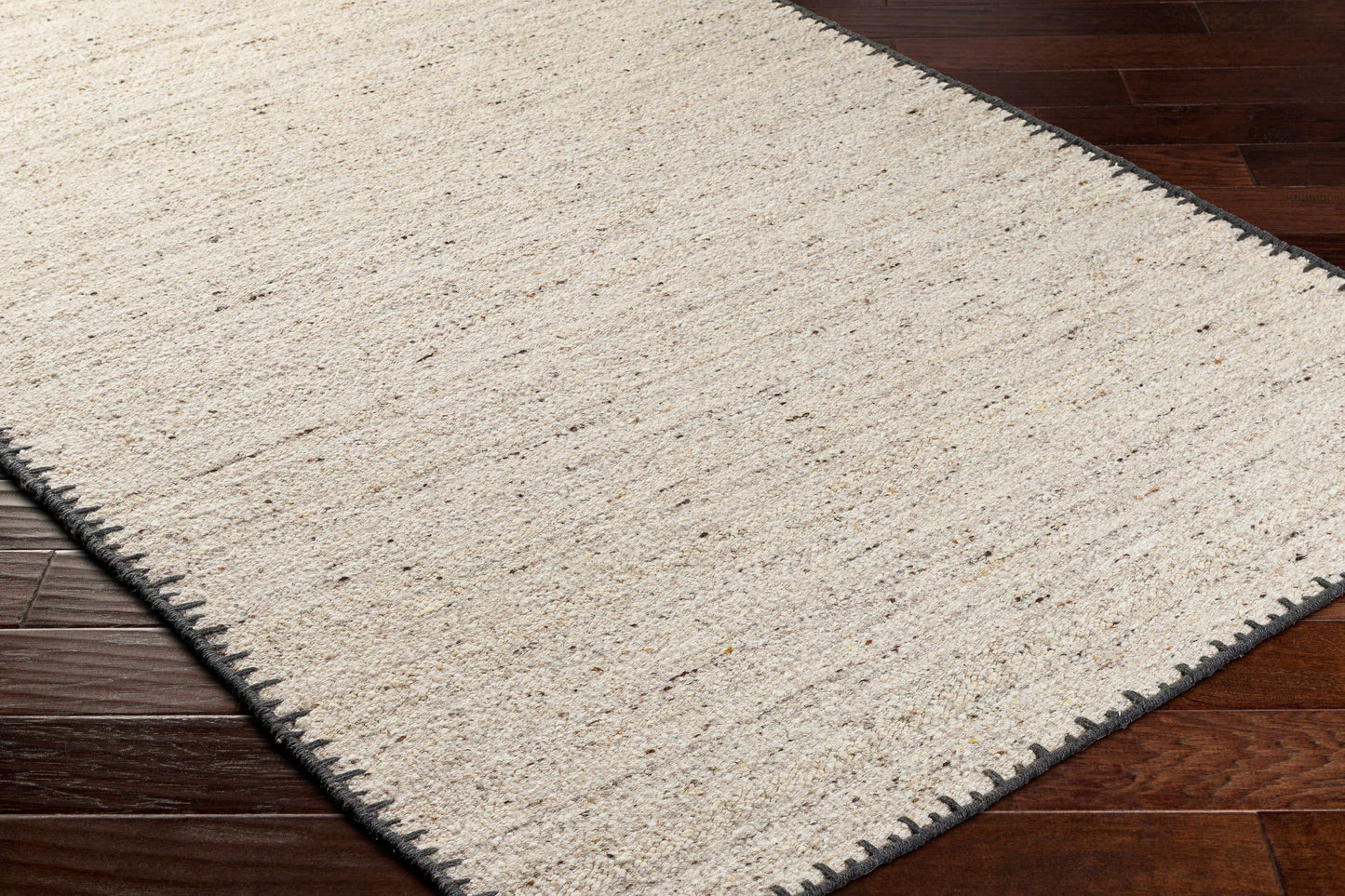Beige Hand Woven Wool Area Rug - Elegant Cozy Floor Accent