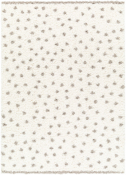 Plush Dotted Area Rug - Cream Gray Cozy Home Decor