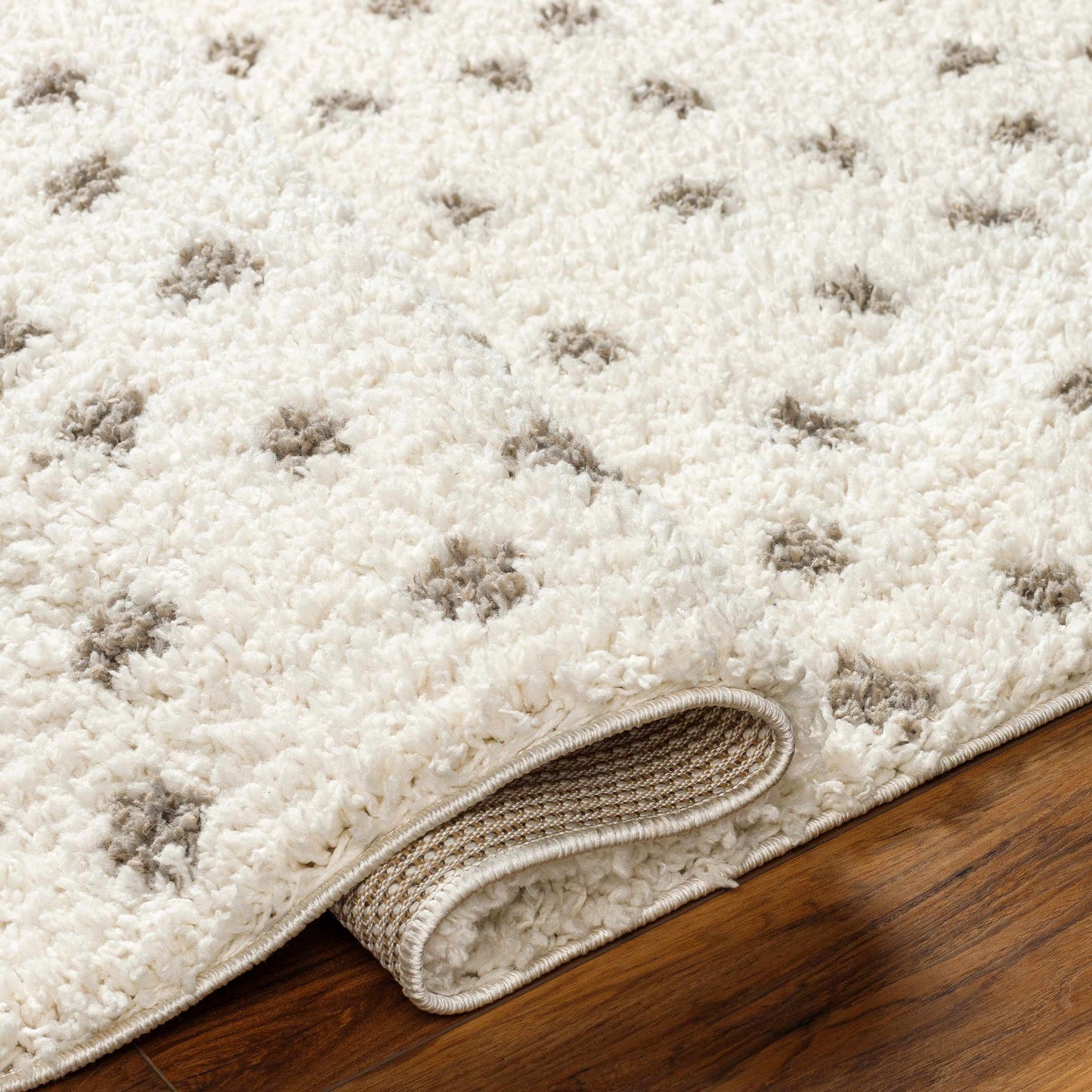 Plush Dotted Area Rug - Cream Gray Cozy Home Decor