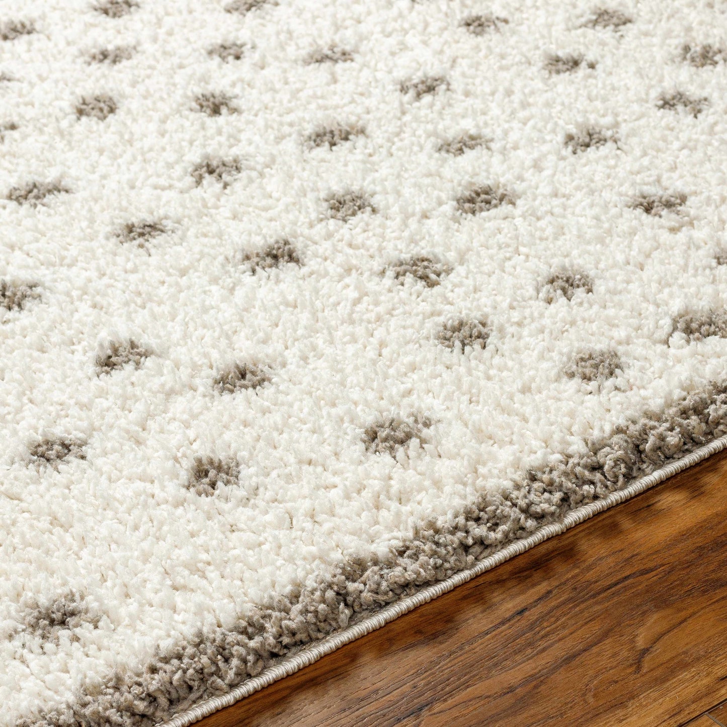 Plush Dotted Area Rug - Cream Gray Cozy Home Decor