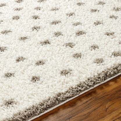 Plush Dotted Area Rug - Cream Gray Cozy Home Decor