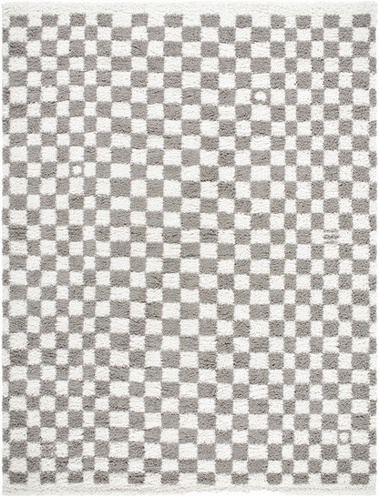 Taupe Checkered Plush Rug - Cozy Home Decor