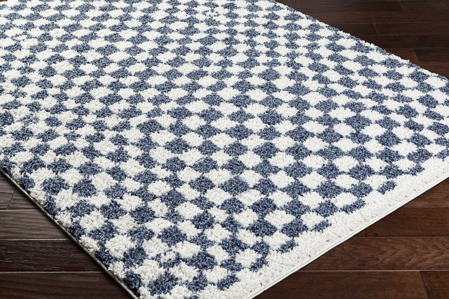 Blue White Checkered Area Rug - Stylish Home Decor Accent