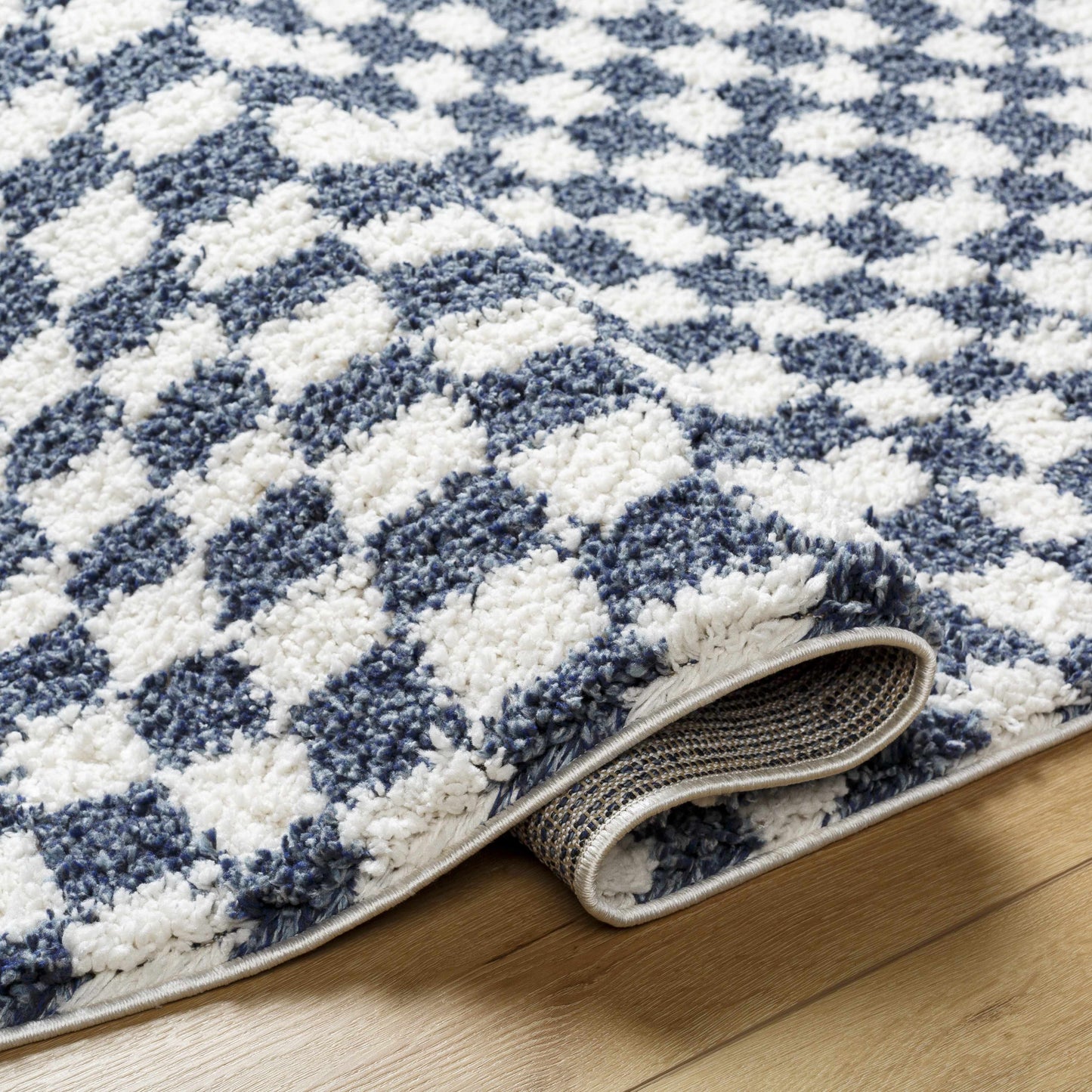 Blue White Checkered Area Rug - Stylish Home Decor Accent