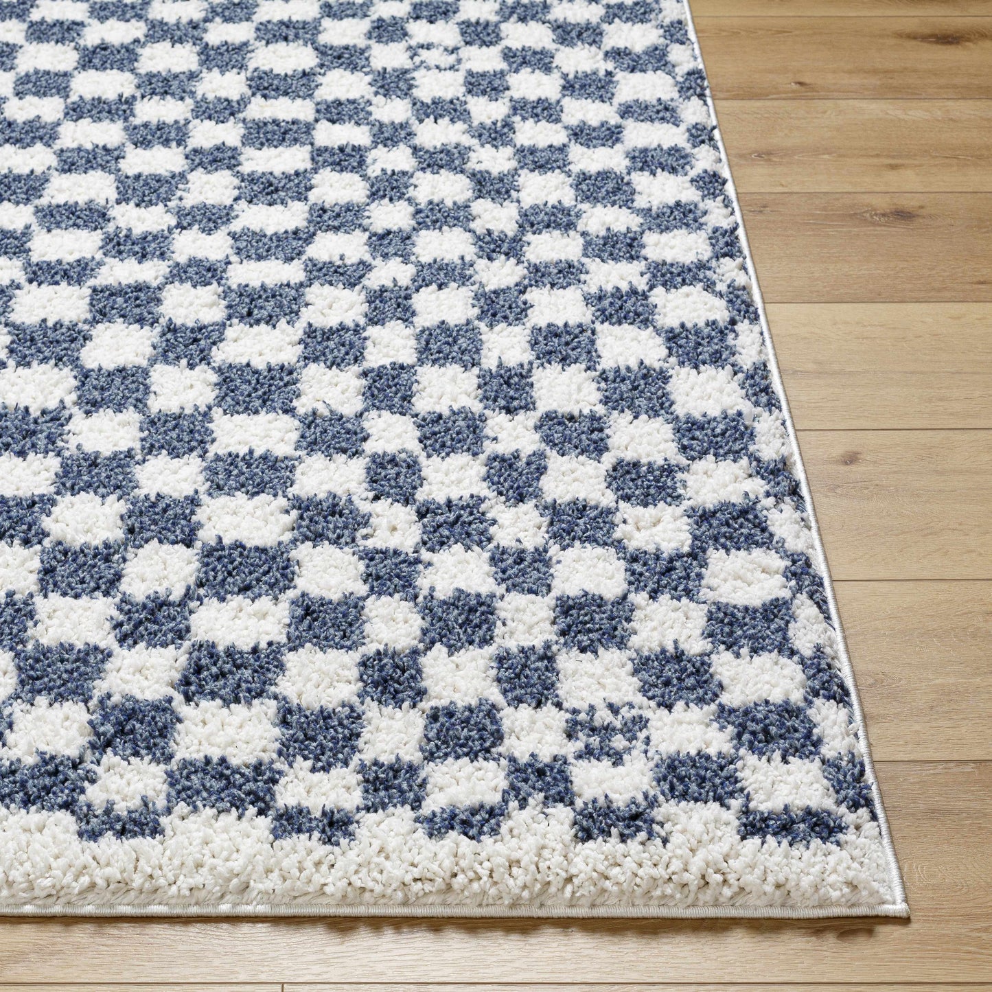 Blue White Checkered Area Rug - Stylish Home Decor Accent