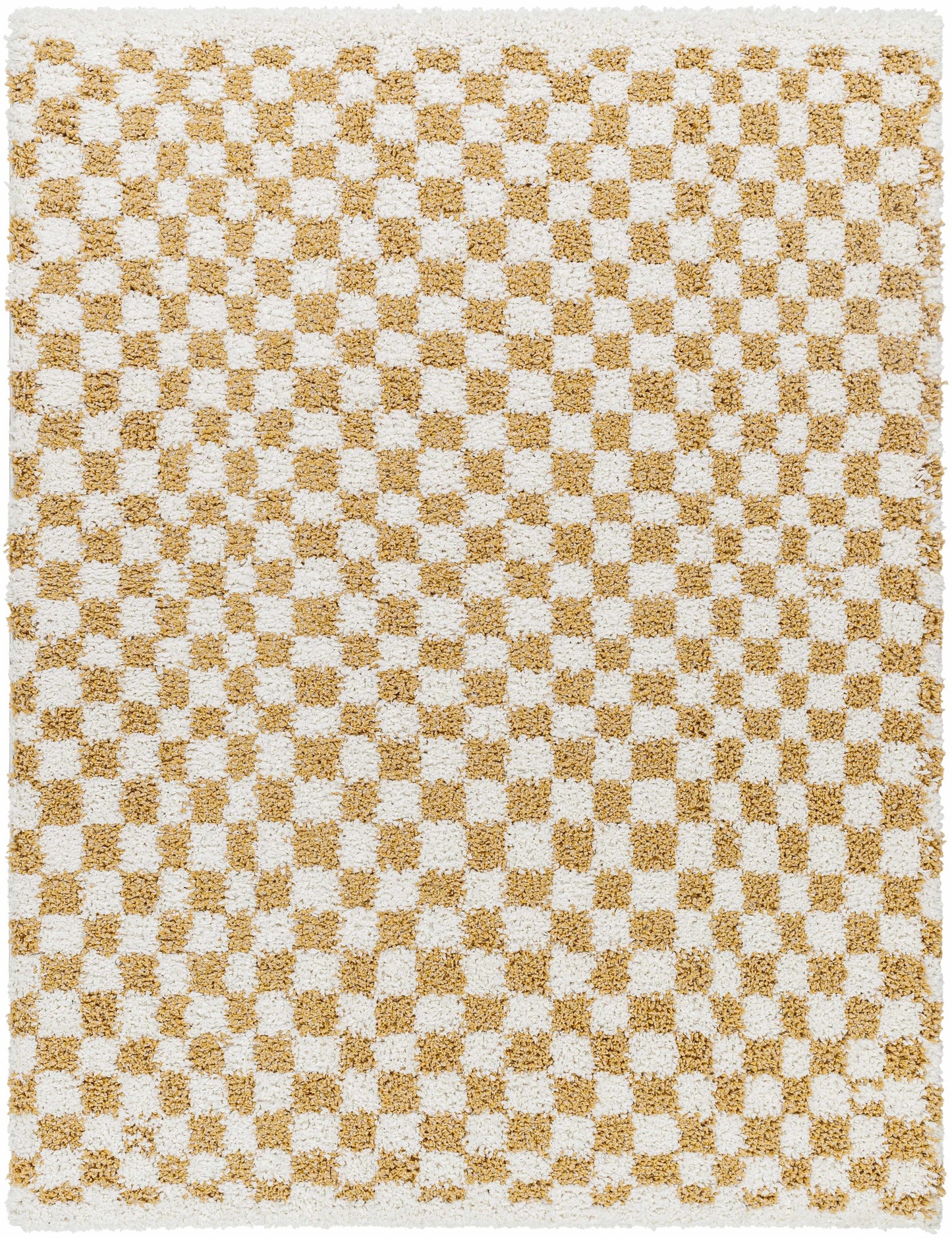 Mustard Ivory Checkered Area Rug - Stylish Home Décor Accent