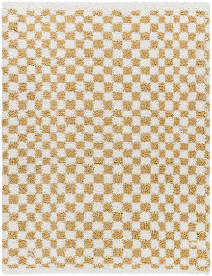 Mustard Ivory Checkered Area Rug - Stylish Home Décor Accent